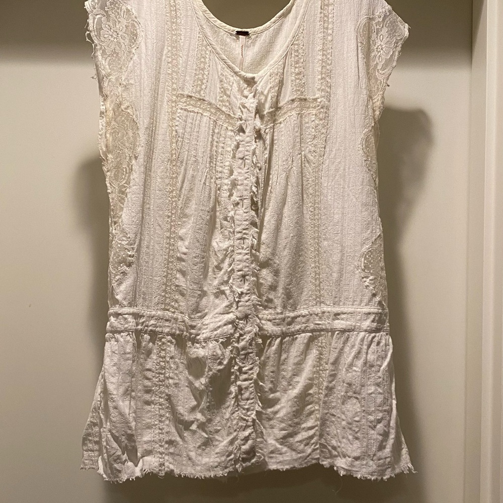 Free People Cream Lace Blouse